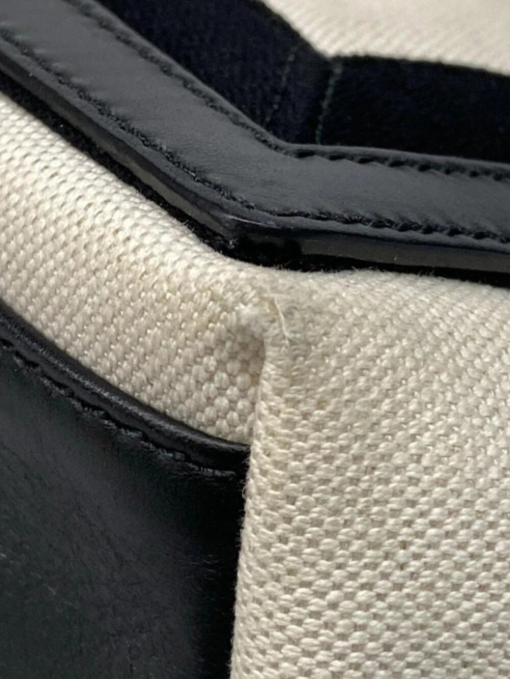 BALENCIAGA Navy Cabas S 339933 Cream Black Canvas Leather Tote Bag - Picture 12 of 14